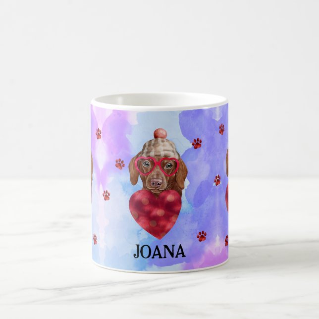 Caneca De Café Presente de Dia dos Namorados para Cachorro Dachsh (Centro)