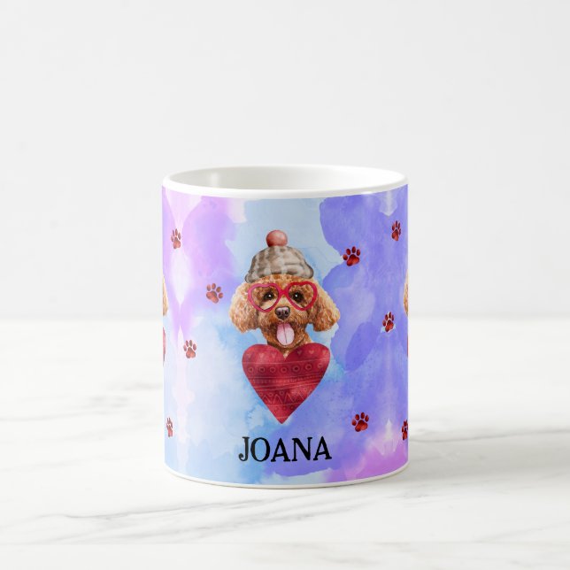 Caneca De Café Presente de Dia dos Namorados para Cachorro Poodle (Centro)