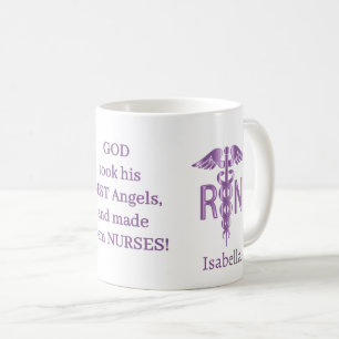 Caneca De Café Presente de Enfermeira RN - Personalizar - Roxo