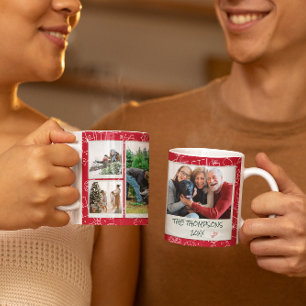 Caneca De Café Presente de Família de Fotos Múltiplas Doodles Ver