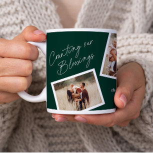 Caneca De Café Presente de Família Moderno e Elegante com 4 Fotos