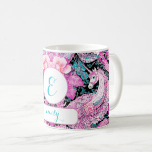 Caneca De Café Presente de Fantasia Girly Unicorn Personalizada p