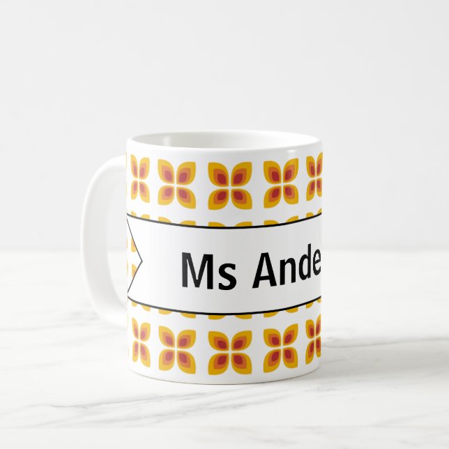 Caneca De Café Presente de Fim de Ano para Professores Flores Col (Frente Esquerda)