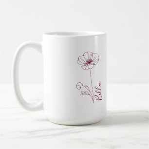 Caneca De Café Presente de Flor de Nascimento de Agosto Poppy par