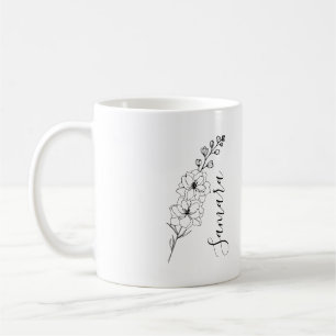Caneca De Café Presente de Flor de Nascimento Delfinium de julho