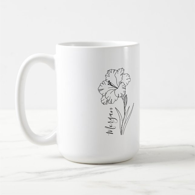 Caneca De Café Presente de Flor de Nascimento Gladiolus de Agosto (Esquerda)