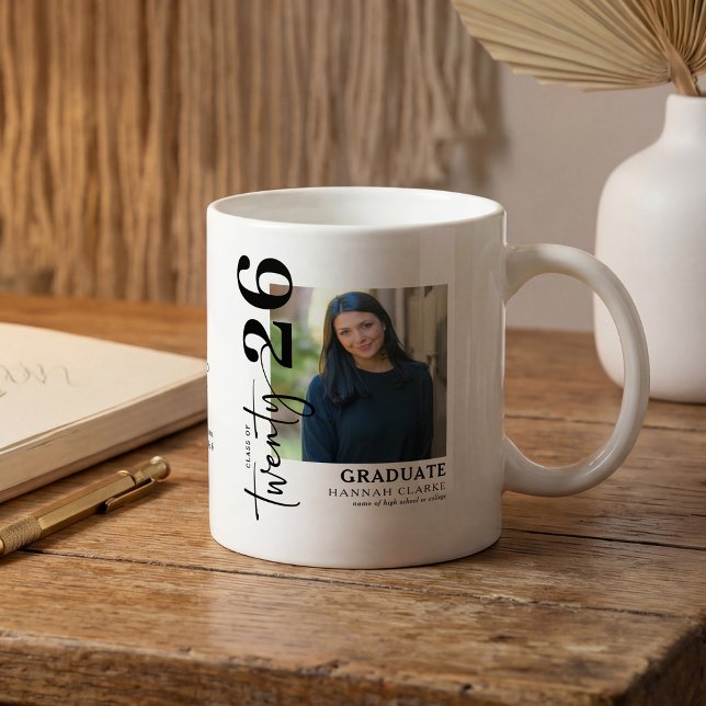 Caneca De Café Presente de formatura com foto elegante Twenty26 (Criador carregado)