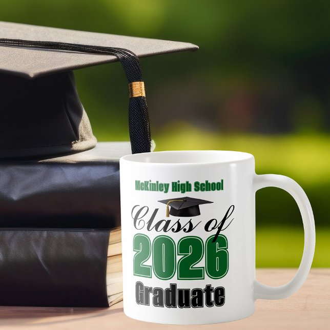 Caneca De Café Presente de Formatura da Turma Verde de 2026 (Criador carregado)