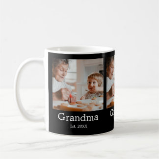 Caneca De Café Presente de Foto da Avó Estabelecida em Preto 3