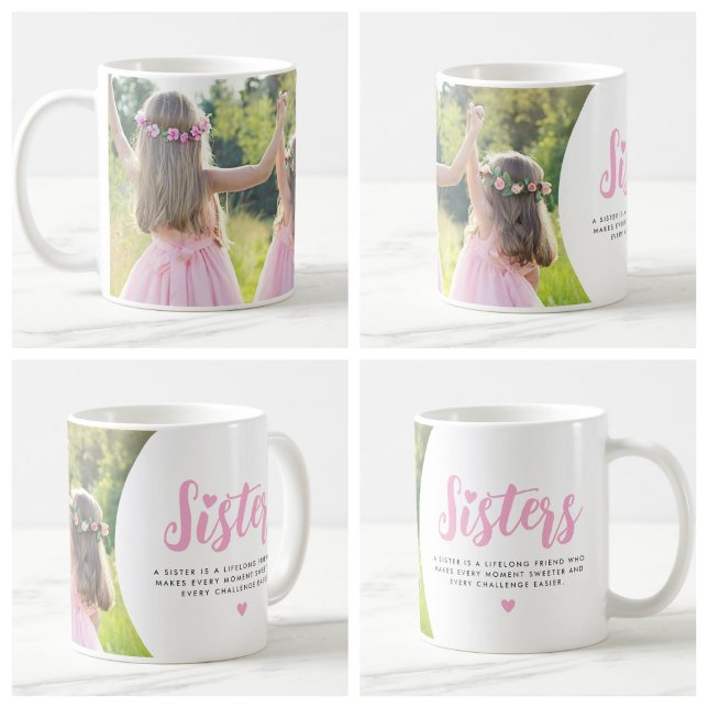 Caneca De Café Presente de Foto de Irmã Citação de Irmãs (Criador carregado)