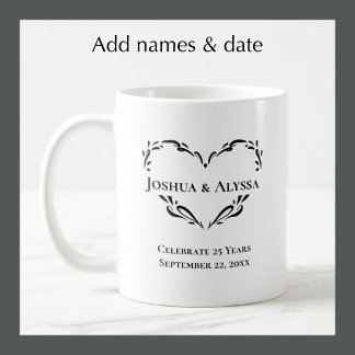 Caneca De Café Presente de Foto Personalizado de 25º Aniversário