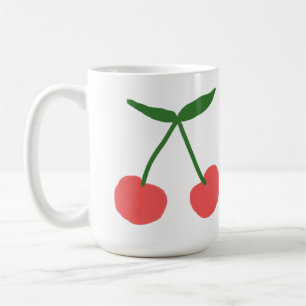 Caneca De Café Presente de Frutas Minimalista Cerejas Vermelhas F