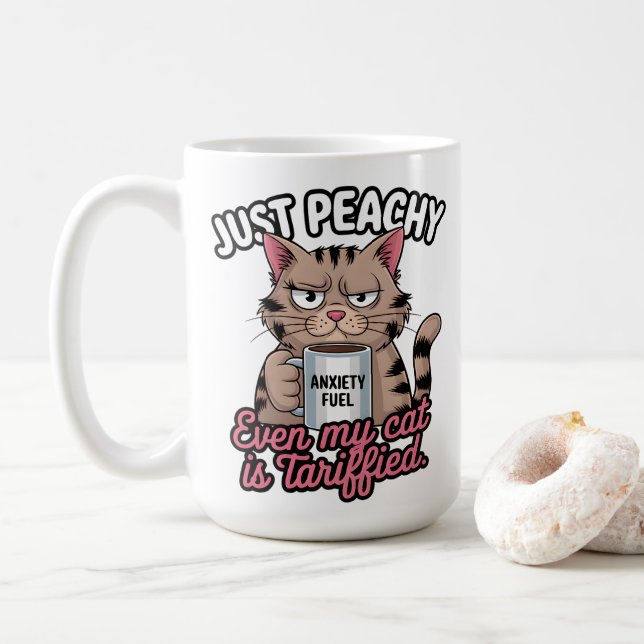 Caneca De Café Presente de Gato Ansiedade Amante Café Apenas Doce (Com Donut)