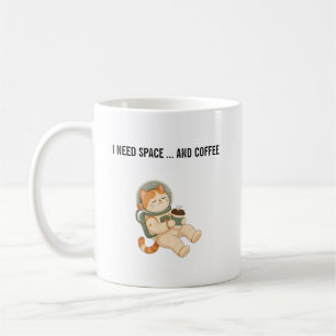 Caneca De Café Presente de Gato Astronauta Fofinho Amante de Café