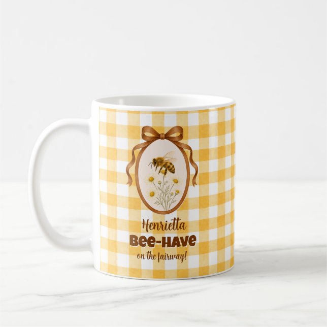 Caneca de café presente de golfe Abelha Engraçada (Esquerda)