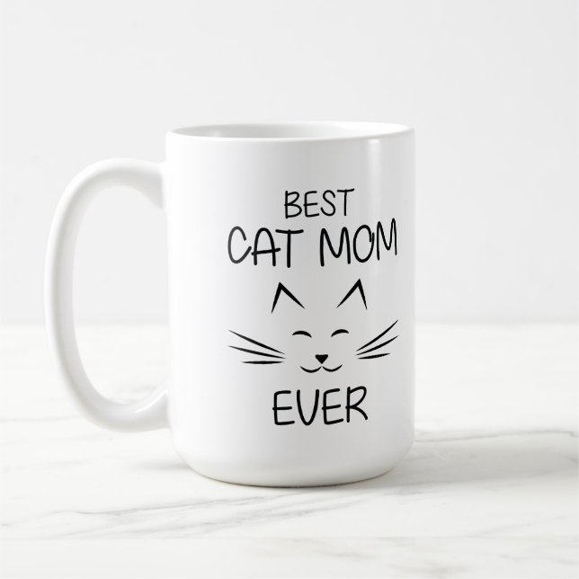 Caneca De Café Presente de Ilustração de Tipografia de Mãe de Gat (Esquerda)