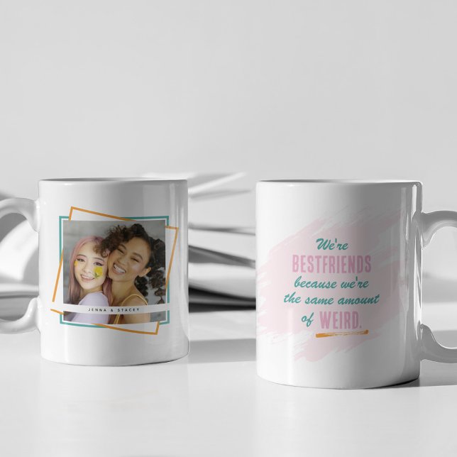 Caneca De Café Presente de Lembrança de Foto dos Melhores Amigos (Criador carregado)