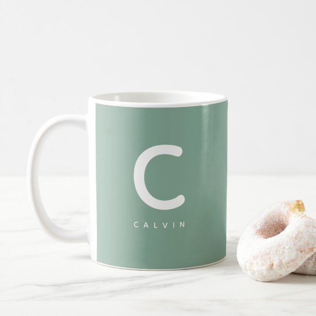Caneca De Café Presente de Letra e Nome Monograma (Com Donut)