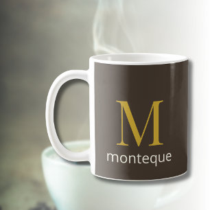 Caneca De Café Presente de Luxo Personalizado Nome Monograma Dour