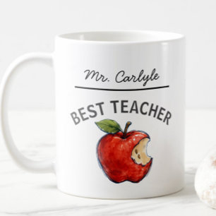 Caneca De Café Presente de Maçã Personalizado MELHOR PROFESSOR No