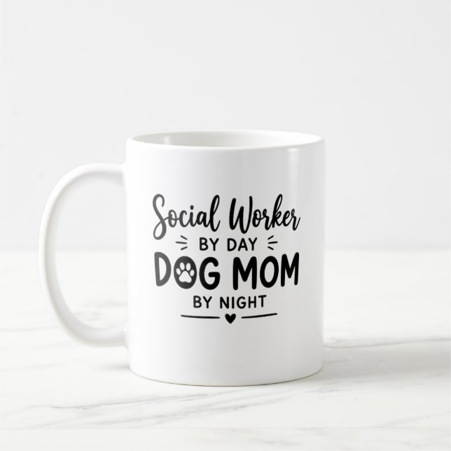 Caneca De Café Presente de Mãe Cachorro Trabalhadora Social (Esquerda)