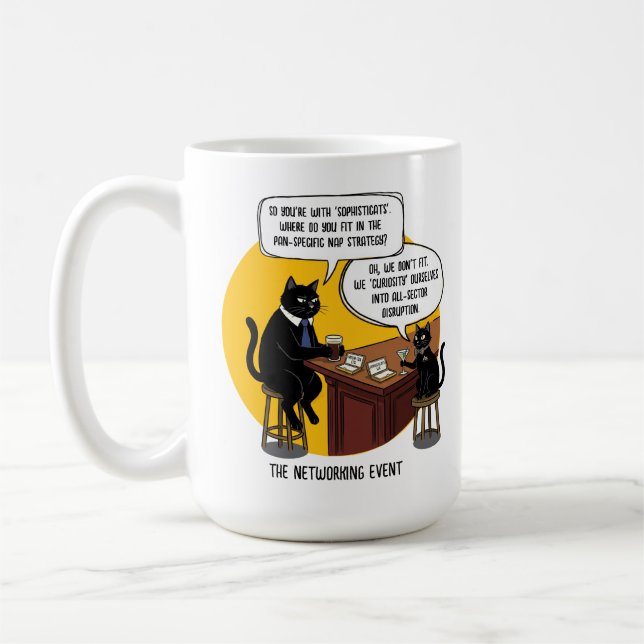 Caneca De Café Presente de Meme de Evento de Networking de Humor  (Esquerda)