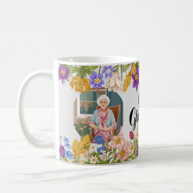 Caneca De Café Presente de Mug Fotocolagem Floral Personalizada (Esquerda)