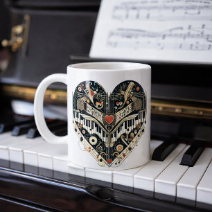 Caneca De Café Presente de Música para Amante de Piano
