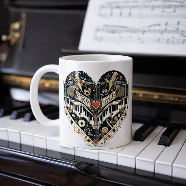 Caneca De Café Presente de Música para Amante de Piano (Criador carregado)
