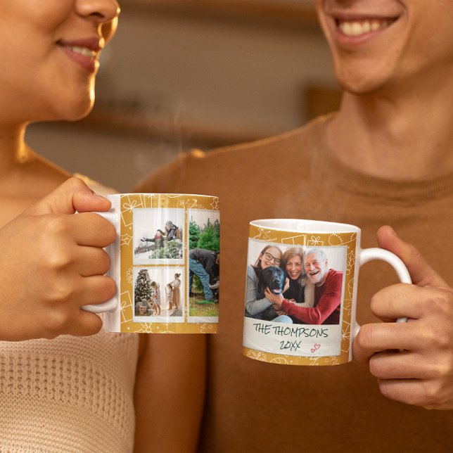 Caneca De Café Presente de Natal Amarelo com Desenhos e Múltiplas (Criador carregado)