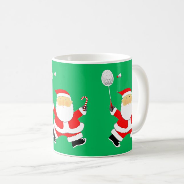 Caneca De Café Presente de Natal de Badminton (Frente Esquerda)
