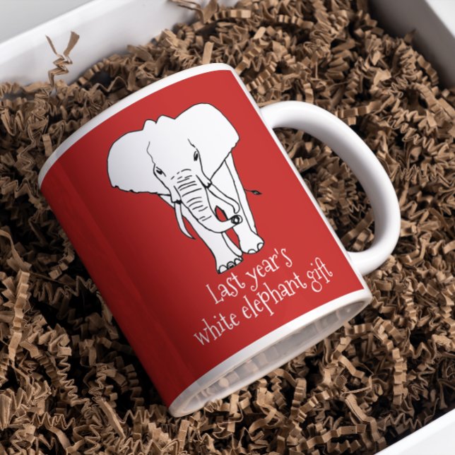 Caneca De Café Presente de Natal de Elefante Branco Engraçado (Criador carregado)