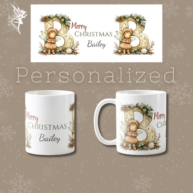 Caneca De Café Presente de Natal de Fada Fácil Personalizada (Criador carregado)