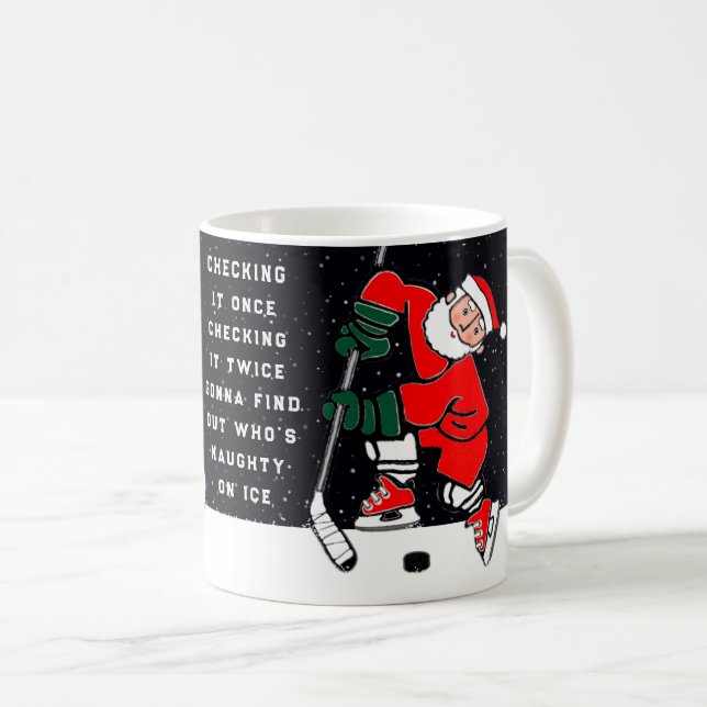 Caneca De Café Presente de Natal de Férias de Hockey (Frente Esquerda)