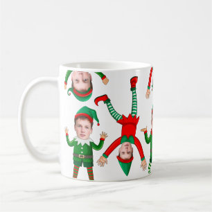 Caneca De Café Presente de Natal de Férias Elfo Engraçado Face Pe