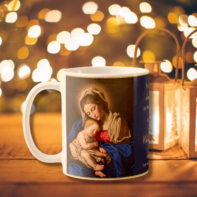 Caneca De Café Presente de Natal de Madonna Religiosa e Padre Inf (Catholic Christmas gift for priests, moms, dads, grandmas and grandpas with Madonna and Child)