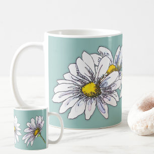 Caneca De Café Presente de Natal de Margarida Floral Aquarela Boh