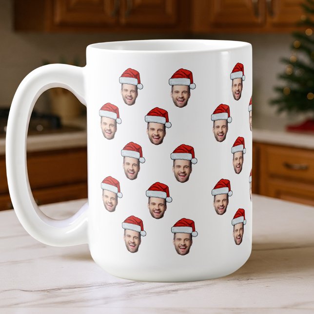 Caneca De Café Presente de Natal de Santa Hat com Foto Personaliz (Criador carregado)