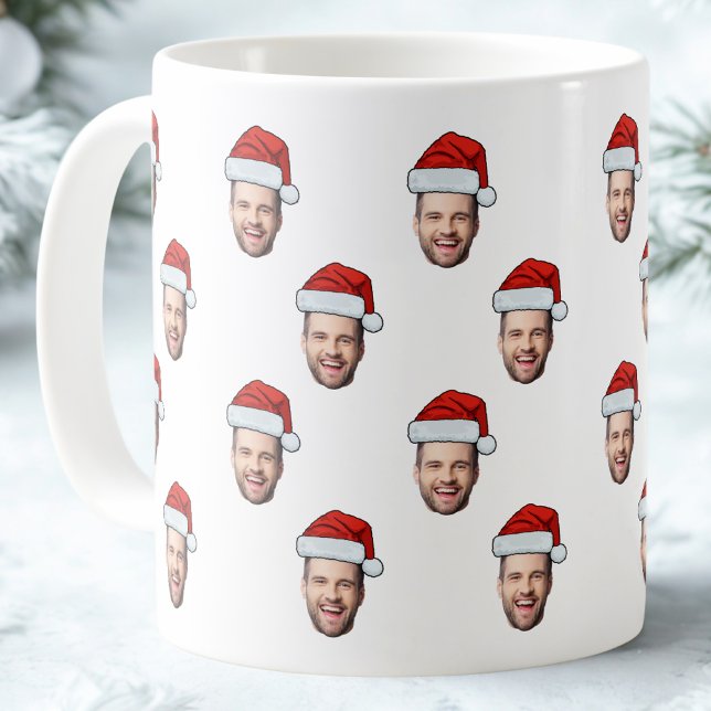Caneca De Café Presente de Natal de Santa Hat com Foto Personaliz (Criador carregado)