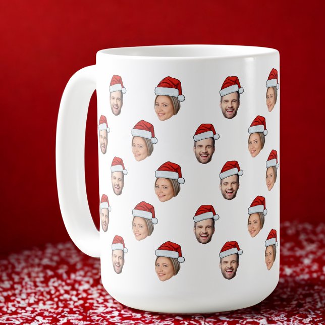Caneca De Café Presente de Natal de Santa Hat Personalizado Face  (Criador carregado)
