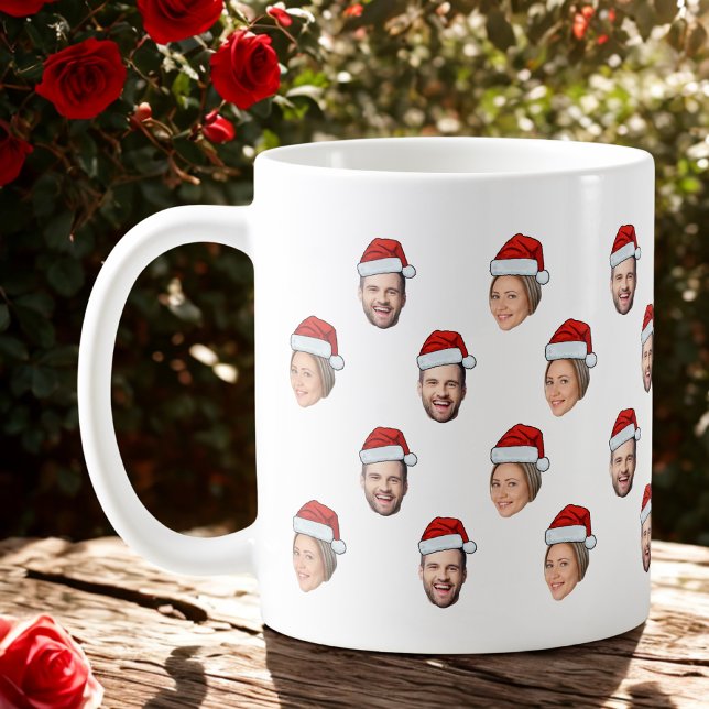 Caneca De Café Presente de Natal de Santa Hat Personalizado Face  (Criador carregado)
