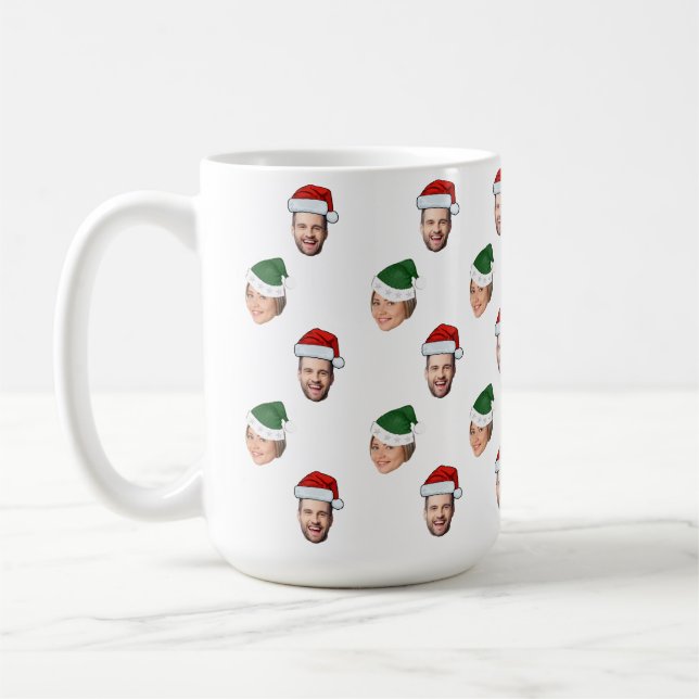 Caneca De Café Presente de Natal de Santa Hat Personalizado Face  (Esquerda)