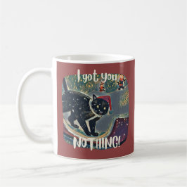 Caneca De Café Presente de Natal Engraçado de Gato Preto Malvado 