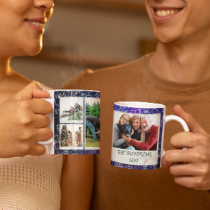 Caneca De Café Presente de Natal Família Foto Estrelas Noturnas 6