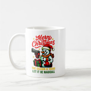 Caneca De Café Presente de Natal Gangster Edgy Boneco de Neve Gif