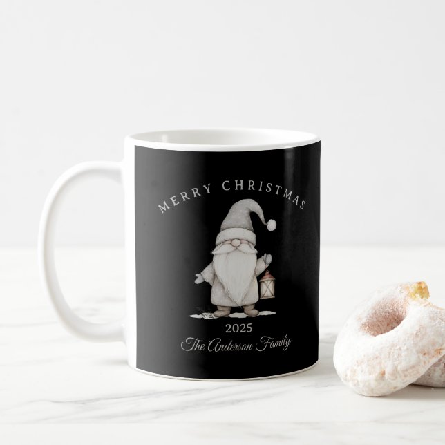 Caneca De Café Presente de Natal gnomo personalizado creme branco (Com Donut)