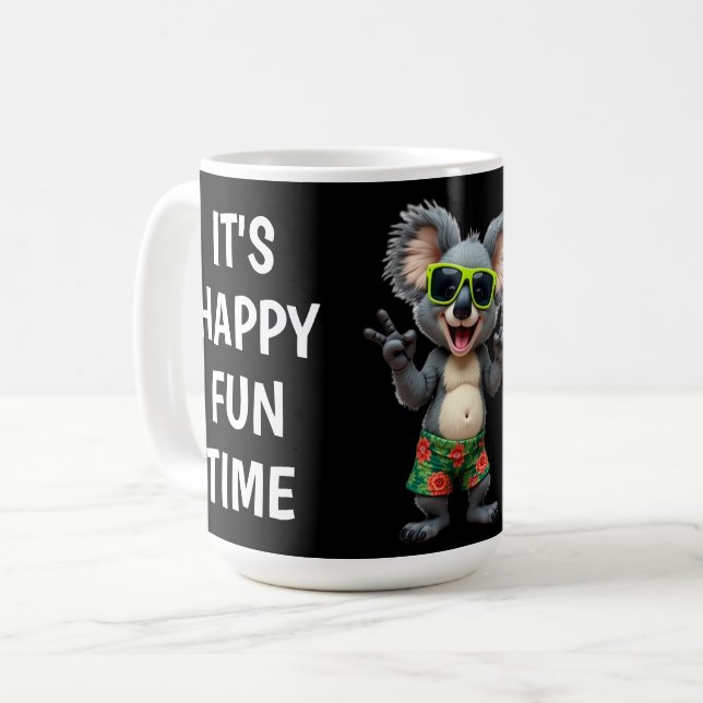 Caneca De Café Presente de Natal Koala Diversão Feliz (Frente Esquerda)
