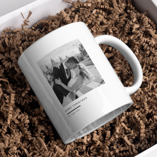 Caneca De Café Presente de Natal Minimalista em Preto e Branco