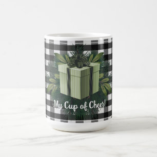 Caneca De Café Presente de Natal na Xadrez de Buffalo   Verde