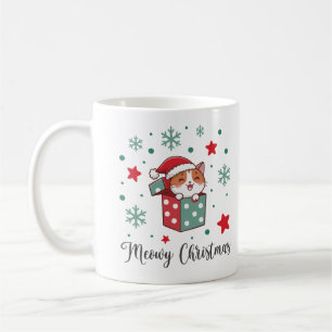 Caneca De Café Presente de Natal para Amante de Gatos Meowy Felin